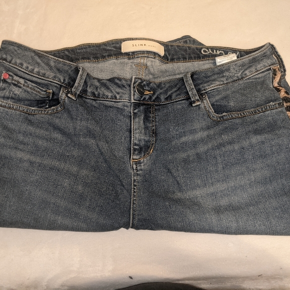 Cropped denim jeans with leopard detail - Picture 3 of 3